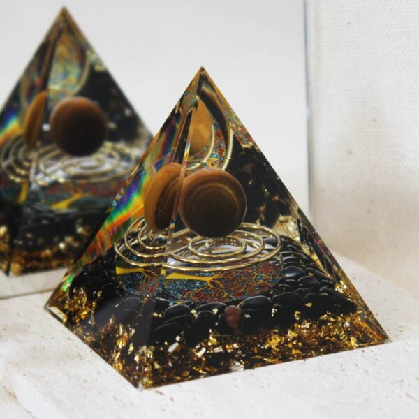 Orgonite Oeil de tigre et Obsidienne noire