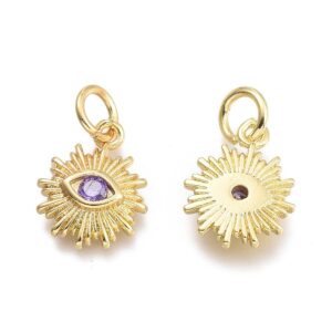 Alternative view of Lot de 20 Charms Soleil & Oeil en Laiton Doré Lilas