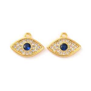 Lot de 10 Charms Oeil en Laiton Plaqué Or 18K
