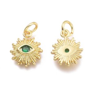 Alternative view of Lot de 20 Charms Soleil & Oeil en Laiton Doré Vert