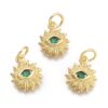Lot de 20 Charms Soleil & Oeil en Laiton Doré Vert