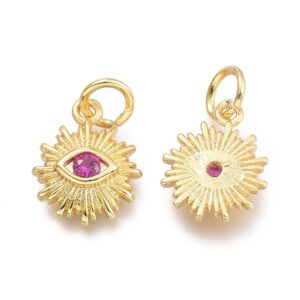 Alternative view of Lot de 20 Charms Soleil & Oeil en Laiton Doré Violet
