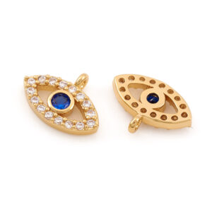 Lot de 10 charms Oeil Protecteur en Laiton Plaqué Or 18K