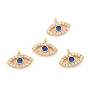 Alternative view of Lot de 10 charms Oeil Protecteur en Laiton Plaqué Or 18K