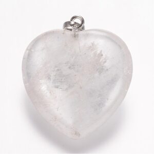 Lot de 10 Pendentifs Cœur en Cristal de Roche