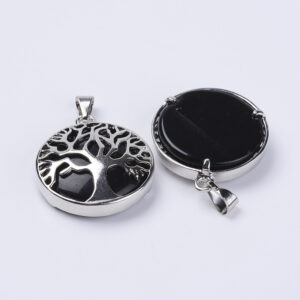 Alternative view of Lot de 10 Pendentifs Arbre de Vie en Agate noire