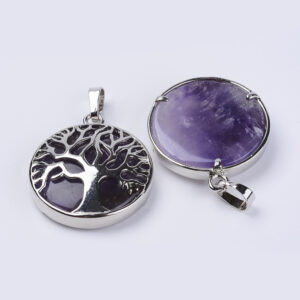 Lot de 10 Pendentifs Arbre de Vie en Améthyste