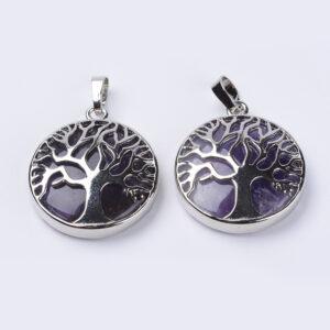 Alternative view of Lot de 10 Pendentifs Arbre de Vie en Améthyste