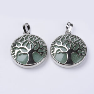 Lot de 10 Pendentifs Arbre de Vie en Aventurine