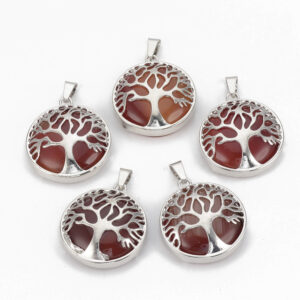Lot de 20 Pendentifs Arbre de Vie en Cornaline
