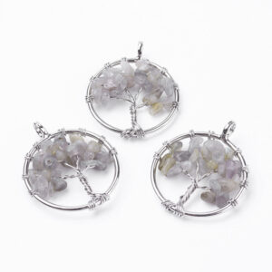 Lot de 10 pendentifs arbre de vie en labradorite – Image 2