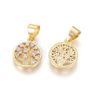 Lot de 10 Pendentifs Arbre de Vie en Laiton Doré