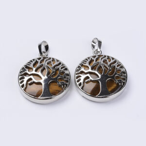 Alternative view of Lot de 10 Pendentifs Arbre de Vie en Oeil de tigre