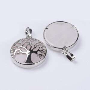Alternative view of Lot de 10 Pendentifs Arbre de Vie en Quartz rose