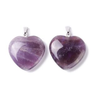 Lot de 10 pendentifs cœurs en améthyste