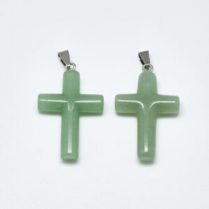 Lot de 5 pendentifs croix en aventurine verte – Image 2