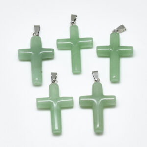 Lot de 5 pendentifs croix en aventurine verte