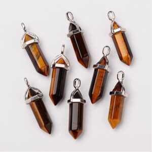 Lot de 15 Pendentifs Obélisque en Oeil de Tigre