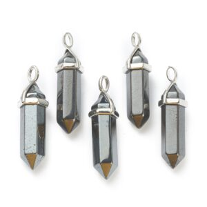 Lot de 10 Pendentifs Obélisque en Hématite