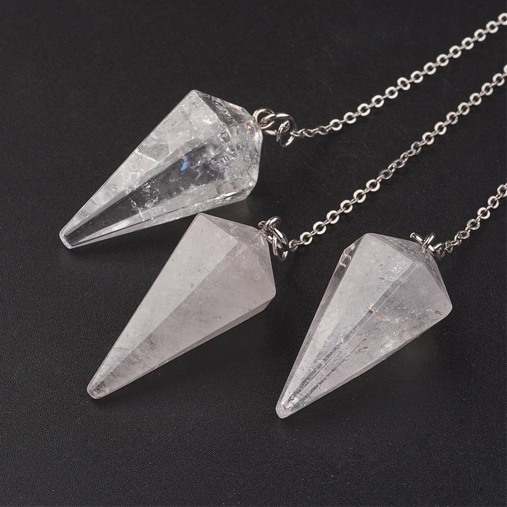 Lot de 5 pendules coniques en cristal de roche – Image 2