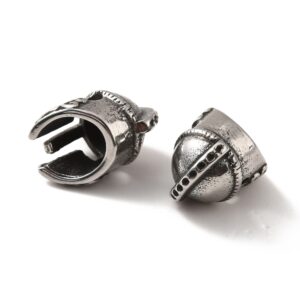 Alternative view of Lot de 10 perles casque de chevalier en acier inoxydable