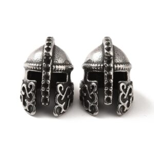 Lot de 10 perles casque de chevalier en acier inoxydable
