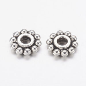 Lot de 200 Perles intercalaires fleurs argentées style tibétain