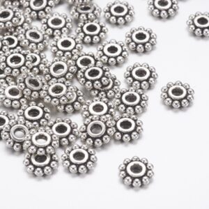 Alternative view of Lot de 200 Perles intercalaires fleurs argentées style tibétain