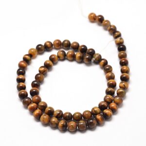 Alternative view of Perles rondes en oeil de tigre (4 mm, 6 mm ou 8 mm)