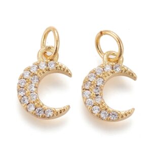 Lot de 10 charms Croissant de Lune en Laiton Doré