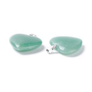 Lot de 10 pendentifs cœur en aventurine verte – Image 3